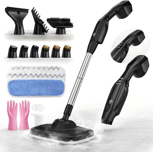 Limpiador a Vapor 17 en 1, Vapor de Mano con Mopa, 30s Calentamiento Rápido, 1000W Alta Presión, Limpieza Multifuncional para Suelos, Azulejos, Ventanas, Cocina y Baño, Sin Químicos