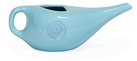 Bodhi NETI POT Nasenspülkännchen| Keramik Neti Kännchen mit Mandala (silber) | Kanne für Nasenspülung | Nasendusche | Nethi Pot - Nethi Topf