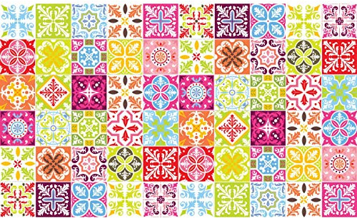 Stickers adhésifs carrelages | Sticker Autocollant Carreaux de Ciment - Mosaïque carrelage mural salle de Bain et Cuisine | Carreaux de Ciment Adhésif Mural - 15 x 15 cm - 60 Pièces