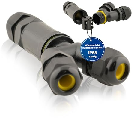 Intratec 1x Kabelverbinder wasserdicht 3 Öffnungen Y Stück – 4-poliger IP68 Kabelverbinder 24 450V AC für einfache Installation Zuhause & Garten – M25 Kabelquerschnitt 4-14mm