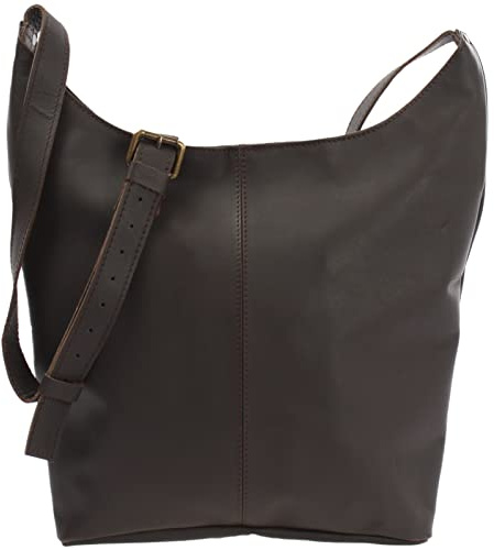 LECONI große Umhängetasche Damen Schultertasche praktische Ledertasche für Frauen Beuteltasche Vintage-Style Damentasche Shopper aus echtem Leder 34x34x11cm dunkelbraun LE0055-wax