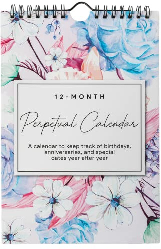 Calendario perpetuo per compleanni e anniversari, da parete, mensile e giornaliero, 12 mesi, con date da ricordare, diario per giorni importanti e speciali, organizer da appendere alla parete, 15,2 x