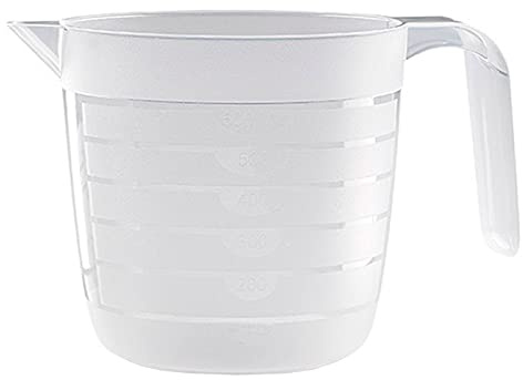 Tradineur Verre doseur en plastique 600 ml pour mesurer les liquides et les solides 11 x 10,5 cm, cuisine ou pâtisserie, compatible micro-ondes et lave-vaisselle