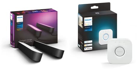 Philips Hue White and Color Ambiance Play Lightbar 2-er Pack inkl. Hue Bridge, schwarz, bis zu 16 Millionen Farben, steuerbar via App, kompatibel mit Amazon Alexa
