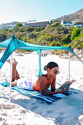 SUN NINJA Mini Strandzelt Sonnenschutz - Kleines Sonnensegel Strand - UPF50+ Strand Zelt mit Tragetasche - Halbschatten - Sonnenschutz Reise leicht - Beach Tent - Sonnenzelt
