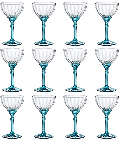 Bormioli Rocco 12x Bleu 240ml Florian Coupes Cocktail Champagne - Ancien Verre Expresso Martini Prosecco Vin Gin Coupe Verres Ensemble-Cadeau