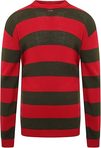 Candid Styles® Kids Red Green Striped Sweater Knitted Jumper Long Sleeve – Unisex Girls Boys Halloween Nightmare on Elm Street Children Freddie Cosplay Costume Sweatshirt Top(Red/Green, 11-12 Years)