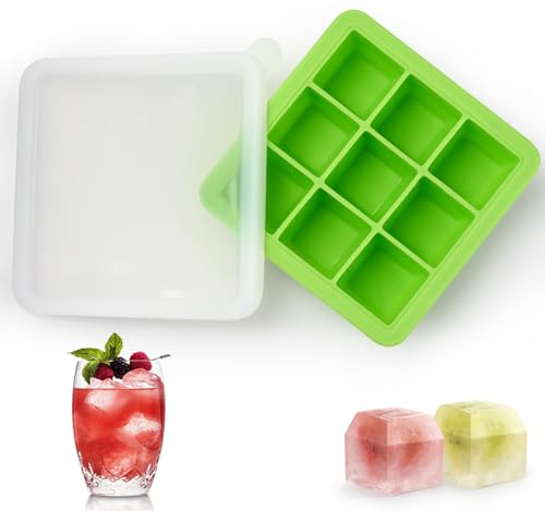 Aibirui Ice Cube Tray with Lid, 1.3 Inch, Silicone Ice Cube Trays for Freezer, Baby Food Freezer Tray, Small Ice Cube Tray, Mini Square Ice Cube Mold for Ice Coffee, Drinks, Cocktail, Whiskey