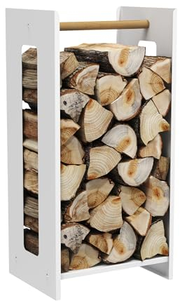 tuning-art KR09 Kaminholzregal Brennholzregal Kaminholzständer Innen Außen Pulverbeschichtet, Design:Weiß Industrial