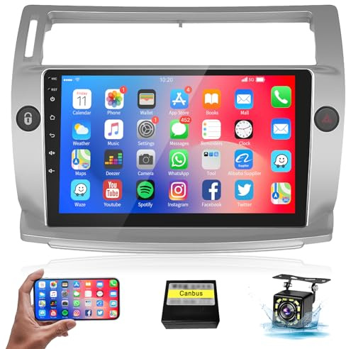 【1+32G】 Hodozzy Android Radio Coche para Citroën C4 2004-2009/C-QUATRE 2008-2011, 9 Pulgadas Autorrdio con Bluetooth Pantalla con GPS/WiFi/RDS/Mirror Link/SWC/USB+Canbus