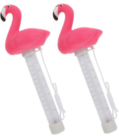 Supvox 2stücke Flamingo Schwimmendes Poolthermometer Präzise Temperaturmessung Für Schwimmbad Spa Und Fischteich Celsius Und Fahrenheit Anzeige Langlebig