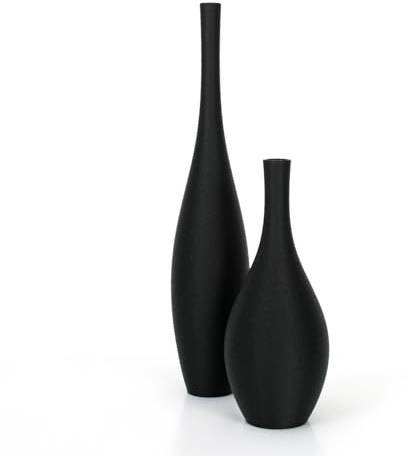 Designer Vasen-Set – Dekorative Blumenvasen aus Bio-Kunststoff (Schwarz & Schwarz)