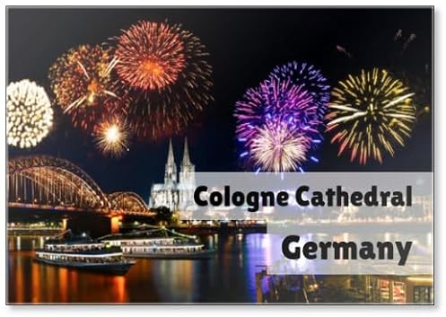 Kölner Dom und Hohenzollernbrücke mit Feuerwerk, Kölner Lichter, Deutschland, Kühlschrankmagnet