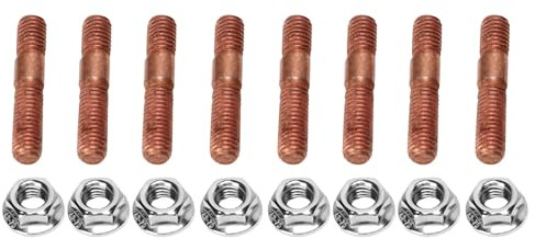 M8 1,25 Turbo-Stehbolzen-Set, Auspuffkrümmer-Hardware-Kit, Metalllegierung, 8 mm, Hochdruckbeständig, 8 Bolzen und 8 Muttern