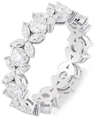 Skcess 9 Karat Weißgold Damenringe Weiß Diamant Runden, Verlobungsring Damen mit Blumendiamant Ring Damen Größe 63 (20.1)