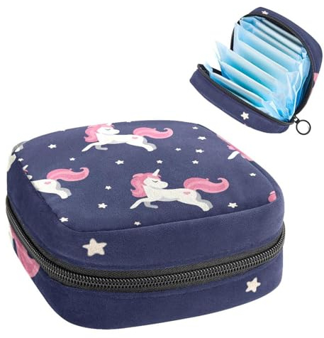 Damenbinden Aufbewahrungstasche Perioden Kit Tasche für Schule Menstruationstasse Beutel Damenbinden Organizer Tasche Flache Magische Einhorn Fantasy Muster
