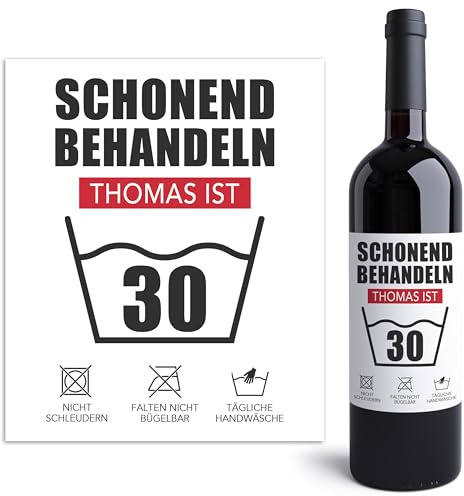 Weinetiketten personalisiert Schonend behandeln 30. Geburtstag Flaschenetiketten selbst gestalten Geburtstagsgeschenk Geschenk Wein Etiketten selbstklebend 2 Stück | 10x12 cm