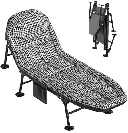 Reisebett Erwachsene mit Matratze Rückenlehne in 6 Stufen Verstellbar, Gästebett Klappbar Tragfähigkeit 180 kg, Klappbett 200x64x32 cm