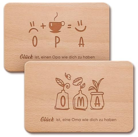 Einzigartige Geschenkidee für Opa&Oma: Holz Frühstücksbrettchen mit Gravur - Perfekt für Weihnachten
