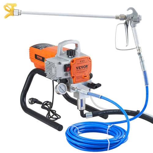 VEVOR Pulverizador de Pintura 1800 W Máquinas Pintura Airless 1,8 L/min Pistola de Pulverización Eléctrica sin Aire Presión Máxima 3000 PSI con Manguera de 9 m para Pared, Mueble, Exterior, Interior