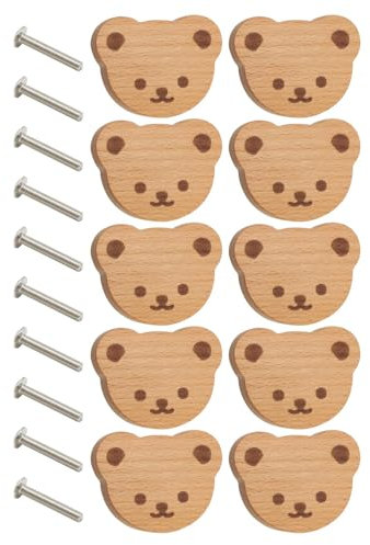 Dmuzsoih 10 Stück 6x5x3cm Schrankknöpfe Kinderzimmer - Niedliche Schrankknöpfe, Tier Schubladengriff Mit Schraube, Bär Kommode Griff Schubladenknöpfe, Möbelknöpfe Tierformen Für Kinderzimmer