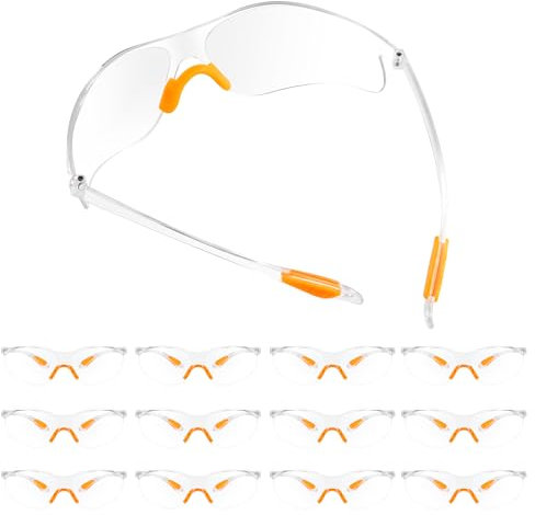 HO-SFSM 12 Stück Schutzbrillen Transparent Arbeitsschutzbrille Vollsichtbrille Augenschutzbrille Gläsern Gumminase Schutzbrille für Baustelle Labor für Kinder Herren Damen