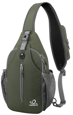 WATERFLY Sling Rucksack Sling Bag Schulterrucksack Umhängetasche | Verstellbarer Atmungsaktive Rucksackgurt, Wasserabweisend, Wandern Brust Rucksack, Herren Damen, Für Reisen, Wandern, Joggen