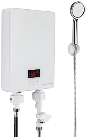 Mini Durchlauferhitzer Elektrische Durchlauferhitzer Warmwasserboiler Boiler Warmwasserbereiter Sofort-Wasserheizer 6000W, Touch-Steuerung Duschset