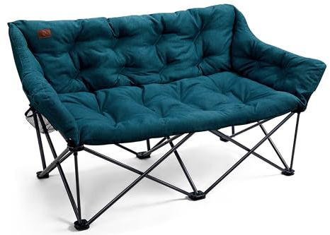 EVER ADVANCED Campingsofa Faltbar 145cm für 2 Personen 400kg Blastbar | Campingstuhl Faltbar Extra Breit Dick Gepolstert Faltsofa 2 Sitzer Hohe Lehne für Camp Garten Balkon Wohnmobile, Grün
