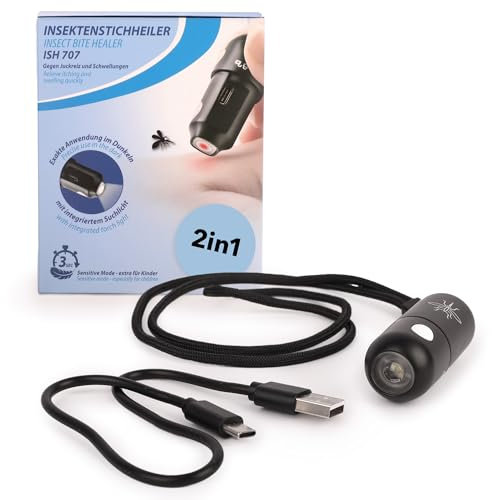 Dittmann BITE GONE 2in1 - Curatore elettrico di punture d'insetto - Sollievo da punture di zanzare senza farmaci - Allevia il prurito e il gonfiore -Antizanzare per il campeggio e l'outdoor - 2in1