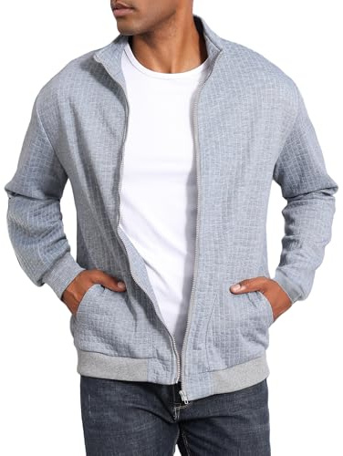 HOTIAN Jacke Herren Steppjacke Herren übergangsjacke frühlingshaft Karierten Jacquard Freizeit Leicht Jacken Stehkragen mit Tasche