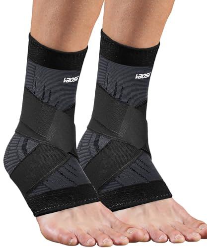 Arpama 2 Stück Verstellbare Knöchelbandage & Sprunggelenkbandage Bandage Fußgelenk - Fußbandage für Plantarfasziitis & Achillessehne Schmerzen, Orthopädisch Universal Rechts/Links (2x Schwarz, L)