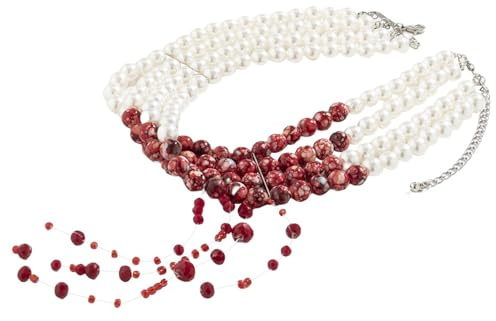Gwtdtoad Collare Stile Sangue Colante, Collane Per Halloween a Strati Multipli con Perle, Gioiello da Collo per Cosplay e Feste a Tema