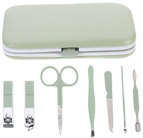 BIUDECO Set de Manucure Pédicure Portable Acier Inoxydable Kit Multifonction pour Soins des Ongles à Domicile et Voyage Couleur Vert Matcha