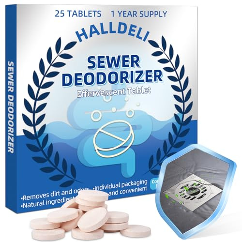 Sewer Deodorizer Tablets, Drain Clog Remover Clears Septic Tanks and Drain Fields of Tough Clogs, Scum, Sludge and Eliminates Odors Easily, Drain Unblocker Effervescent Tablets