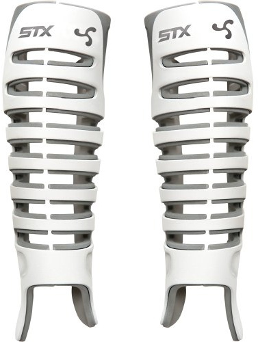 STX Lacrosse Goalie Valor Shin Guards, L/XL, Pair, White
