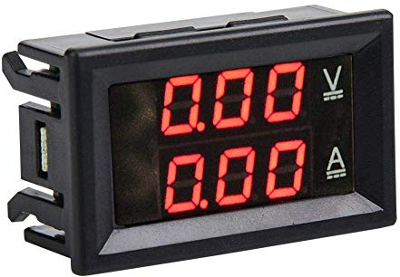 Calibro Amperometro Voltmetro DC 0-100V 10A / 50A a 3 Cifre, Misuratore di pannello corrente tensione Dual LED Digitale (Rosso e Rosso-10A)