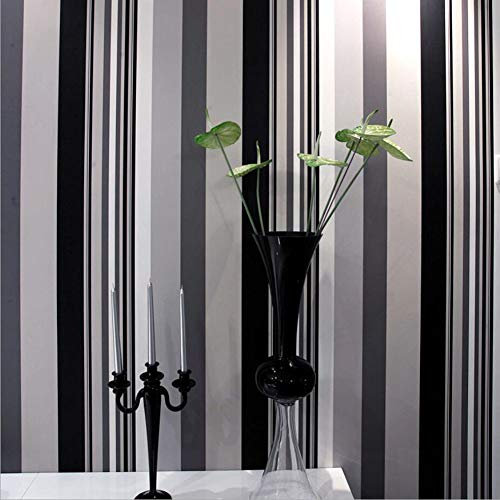 LIBINFAN Papel Tapiz de Rayas, calcomanía en Blanco y Negro, Papel, murales, Sala de Estar, decoración de Arte, Tela de Pared (10 * 0.53 m)