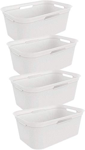 Rotho Brisen 4er-Set Wäschekorb 40l, Kunststoff (PP) BPA-frei, weiss, 4 x 40l (59.6 x 39.6 x 23.2 cm)