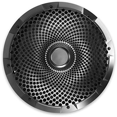 RECOIL SG-12 Subwoofer Schutzgitter 30cm Stahl Schwarz Hohe Auslenkung | 12, Stahlgeflecht, Sonnenblumen-Design, Montagefreundlich – Universeller Subwoofer-Schutz