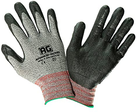 ADVANCED GLOVES NiTex P-200 - Guantes de nitrilo de nailon, guantes utilitarios con revestimiento de espuma de nitrilo transpirable para agarre aislado, gris, 3 pares, S