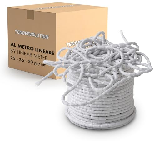 TENDEEVOLUTION Pesos para Cortinas Exterior e Interior a Medida en 3 Gramajes, Hilo de Plomo para Cortinas con Revestimiento Suave en Poliéster. Curtain Weights (25 gr/MT)