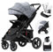 Daliya® Rapidy Buggy Kinderwagen 0-36 Monate Sportwagen mit Liegeposition Wickeltasche, Winterfußsack, Ess- & Spieltisch und mehr (Grau Muster - Schwarz)