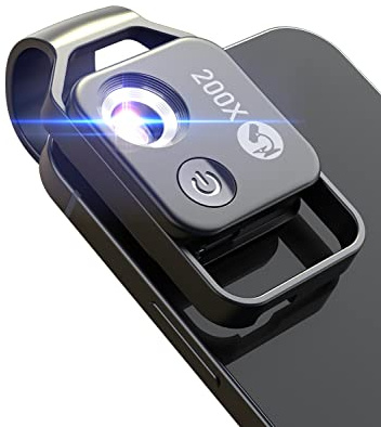 Phone Microscope with CPL Lens/LED Light, Nano Zoom 200X Pocket Microscope Camera Attachment with Universal Clip for Most iPhone/Andriod Phone - The Best Gift to Enjoy Microworld for Kids and Adults