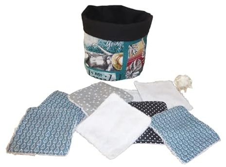Lot de 10 lingettes démaquillantes lavable bambou et son panier - Handmade - zéro déchet (1)