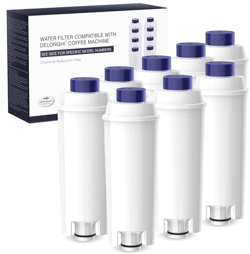 Wasserfilter für Delonghi Kaffeemaschinen DLSC002, Wasserfilter Filterpatrone Aktiv Kohle Weichspüler, Kompatibel mit Delonghi ECAM, Esam, ETAM, BCO, EC. (8er Pack)