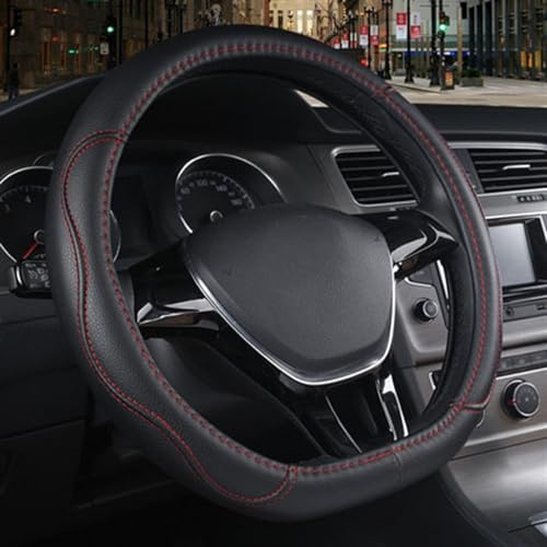 ROANNY Lenkradbezug Für VW Für Jetta Für Tiguan Für Caddy IV 2015 2016 2017 2018 2019-2021 Auto Lenkradabdeckung D-Form Lenkrad (Color : Red Thread)
