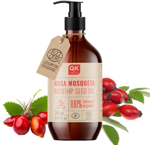 Hagebuttenöl 100% reines organisches veganes - 250 ml - gegen Narben und Dehnungsstreifen - Anti-Falten Anti-Aging - BIO - Kaltgepresst