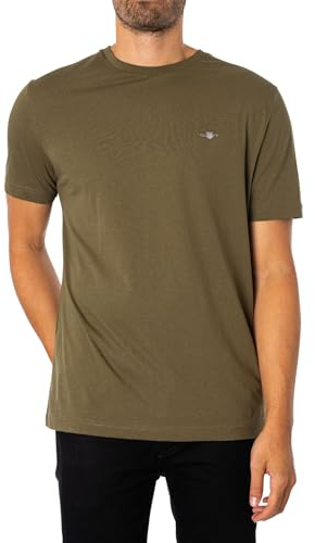 GANT Camiseta Reg Shield SS para Hombre, Juniper Green., XXXL