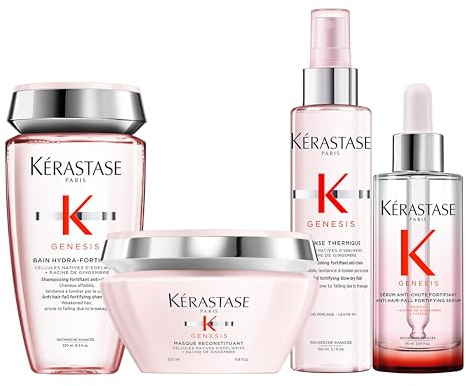 Kérastase, Genesis, Pflegeroutine mit Shampoo, Haarmaske, Haarkur & Hitzeschutzspray, Für feines und brüchiges Haar, Gegen Haarausfall und Haarbruch